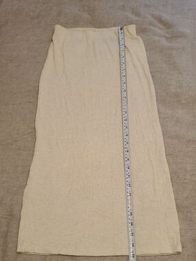 Wilfred Cream Ribbed Pencil Midi Skirt XXS
